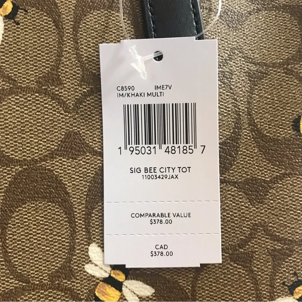 🐝 🥰 Coach City Tote In Signature Canvas With Bee Print_6